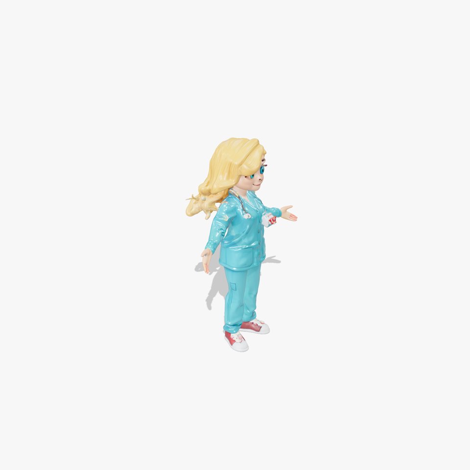 Animated Cheerful Nurse Character Model with PBR Textures